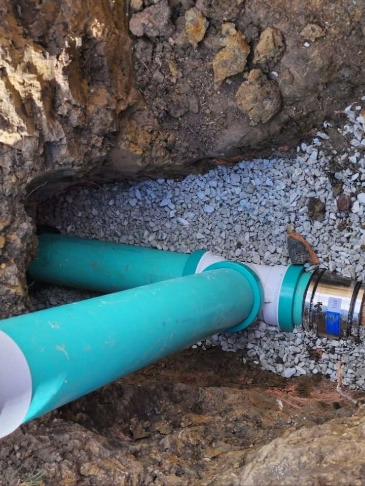 Sewer repair with new wye branch and cleanout in a trench